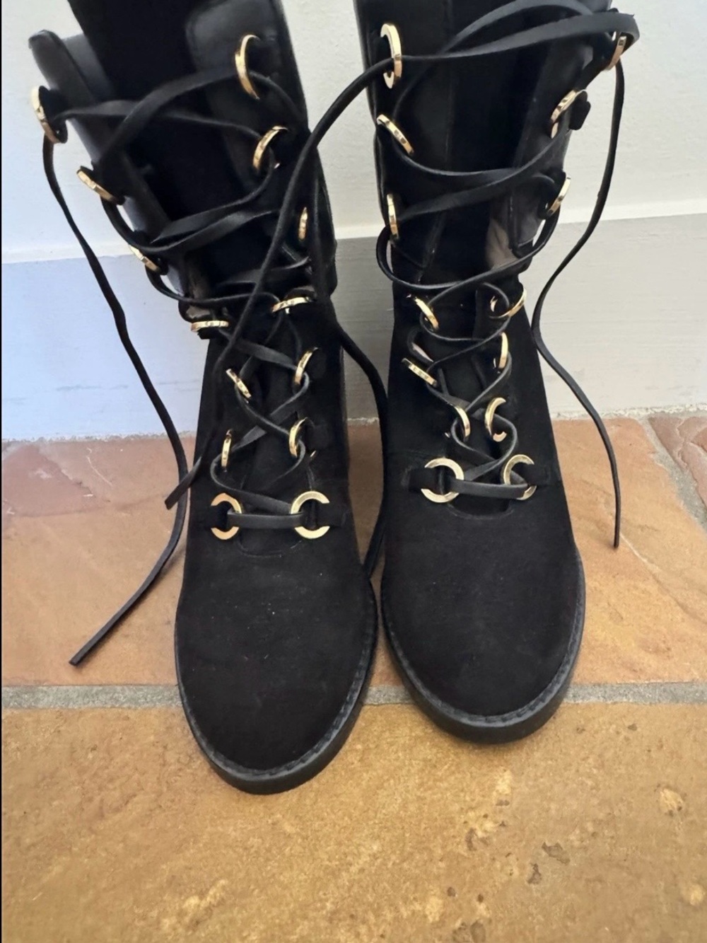 Stuart Weitzman Watson Tall
Block-Heel Combat Boots.size 5. Retail
$595.nwot